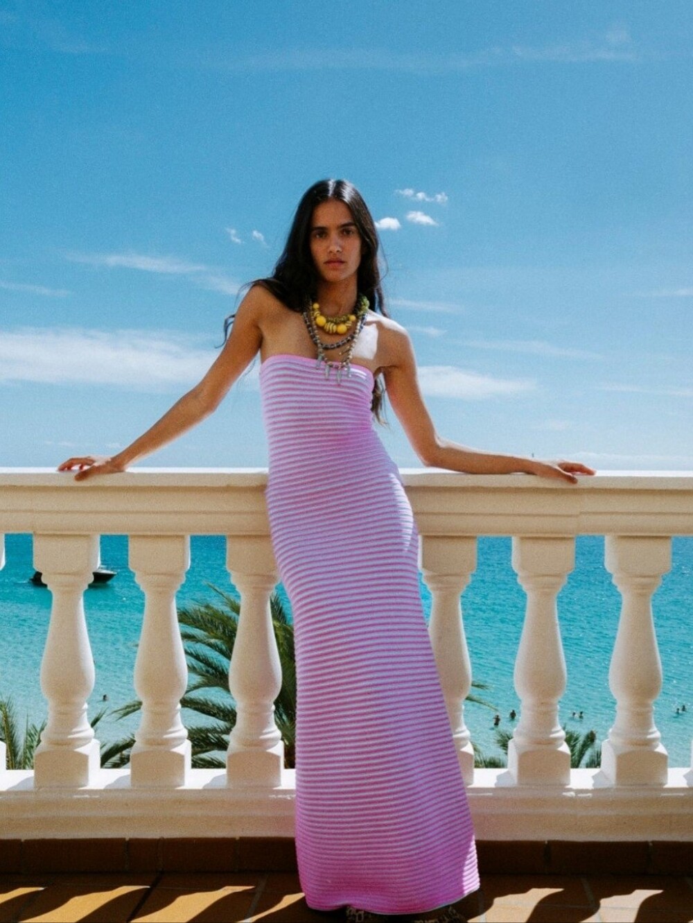 Pink Stripe Maxi Dress Pink & White